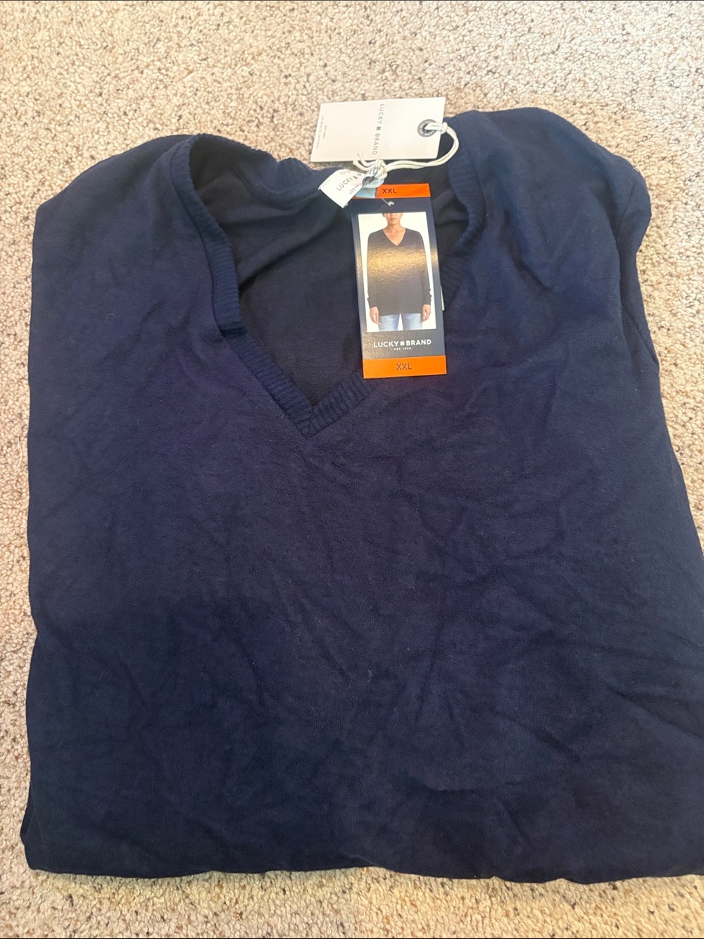 Lucky Brand Women’s  Navy V-Neck Sweater Tee